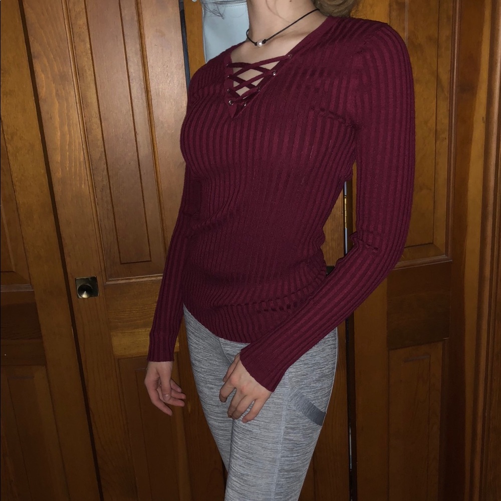 Ribbed, Ruby Red, Top